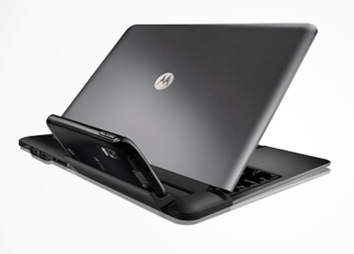 Motorola puts the smartphone in a dock and turns it into a laptop--possible because of PC-like dual-core processor technology inside the phone.