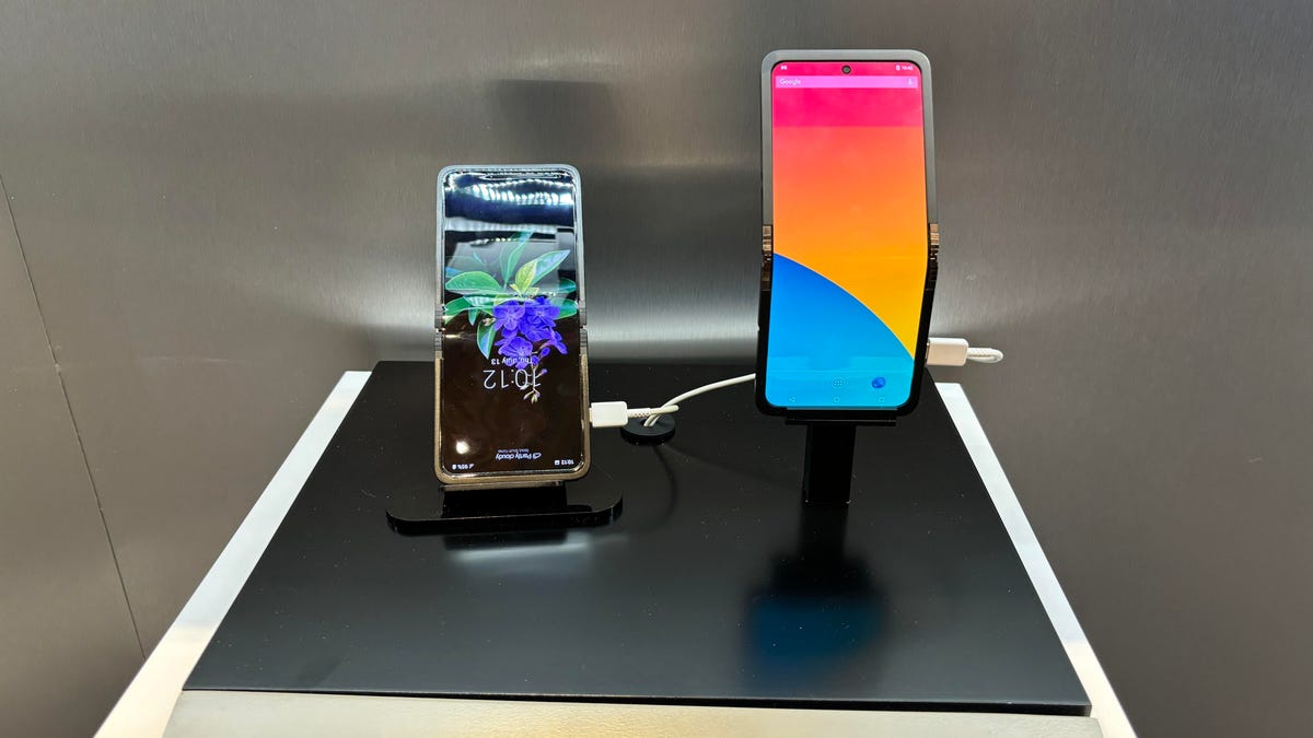 Samsung&apos;s Flex In & Out concept phone opened on display