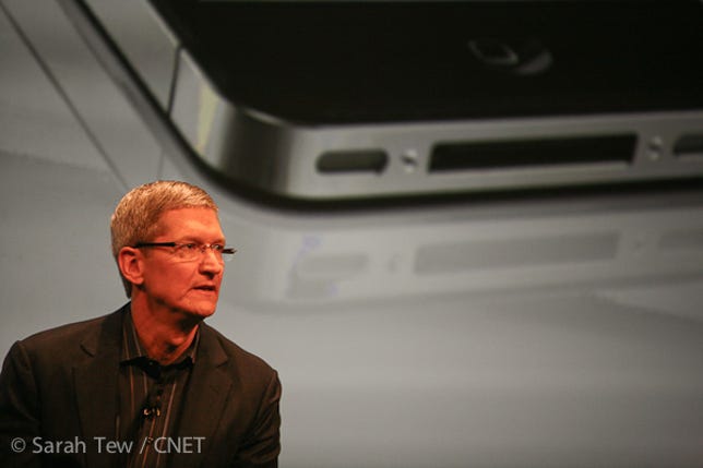 Apple CEO Tim Cook at the Verizon iPhone event earlier this year.