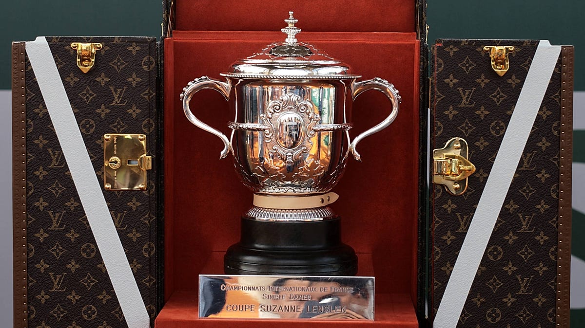 The French Open Women's trophy the Suzanne Lenglen Cup on display