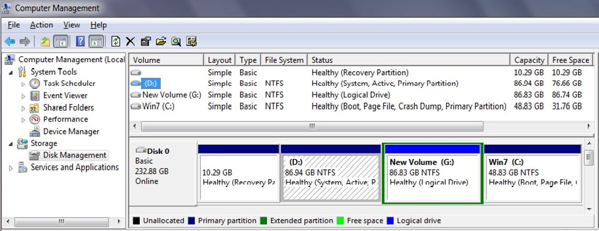 Windows 7 Computer Management utility