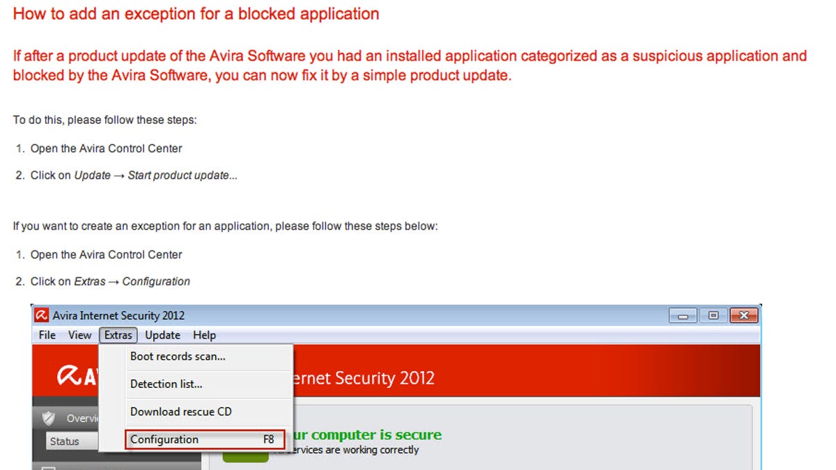 Avira's Web site provides information about how to address the faulty software update.