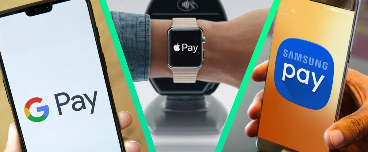 Google Pay, Apple Pay and Samsung Pay on mobile phones