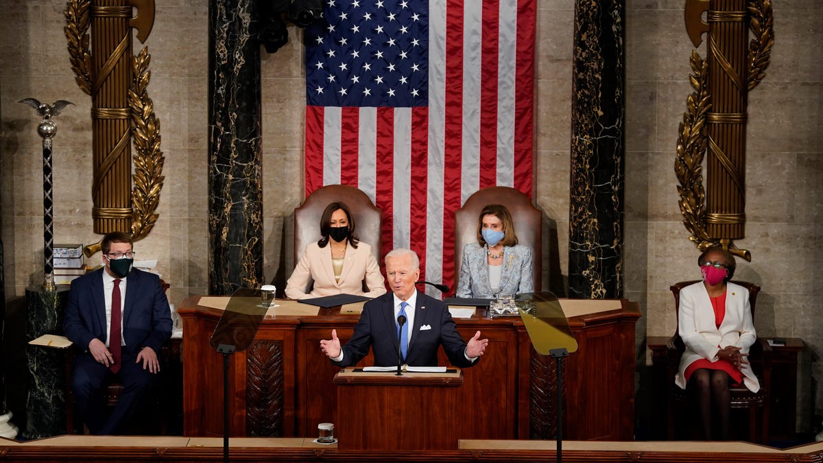 President Joe Biden speaks before a joint session of Congress
