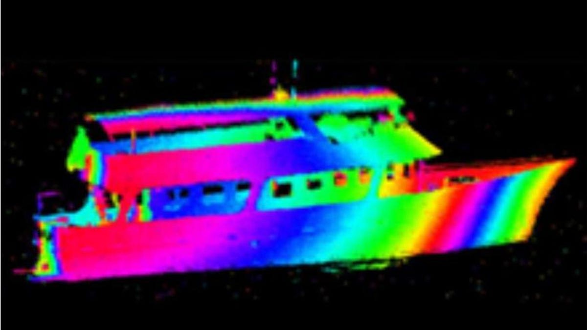 An image of a vessel captured by high-definition cameras and laser-radar (LADAR) technology.