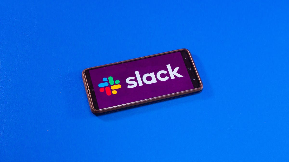 Slack app logo on a phone screen