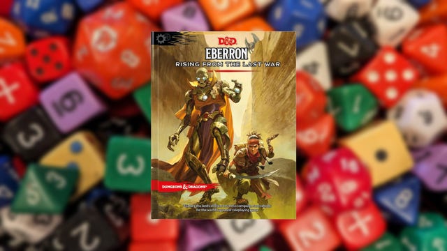 Eberron book on blurry dice background