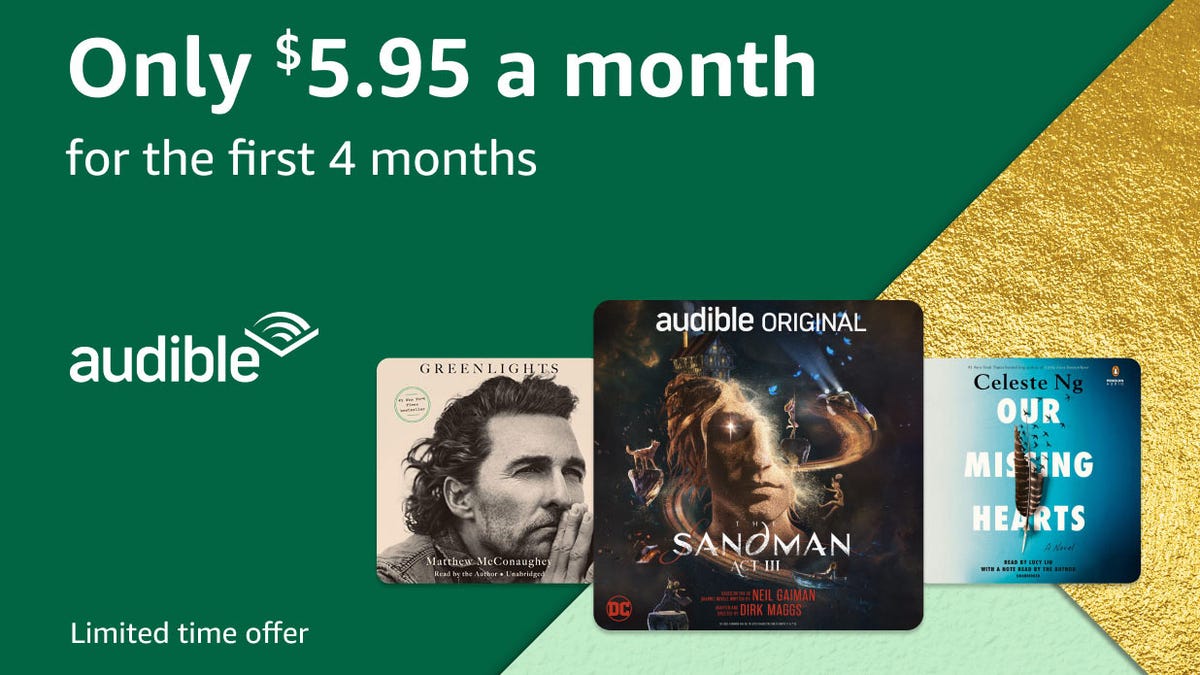 Audible sale promotion with book covers on the front