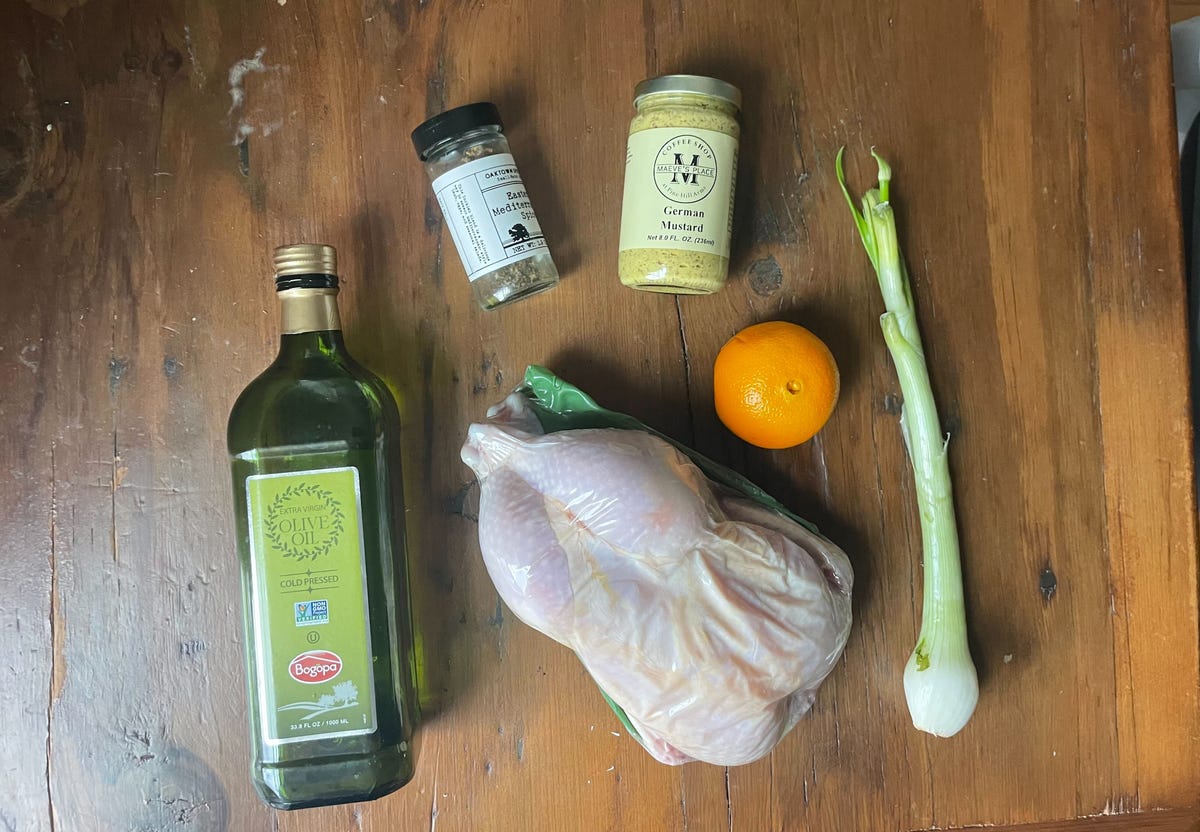 ingredients for roast chicken on table