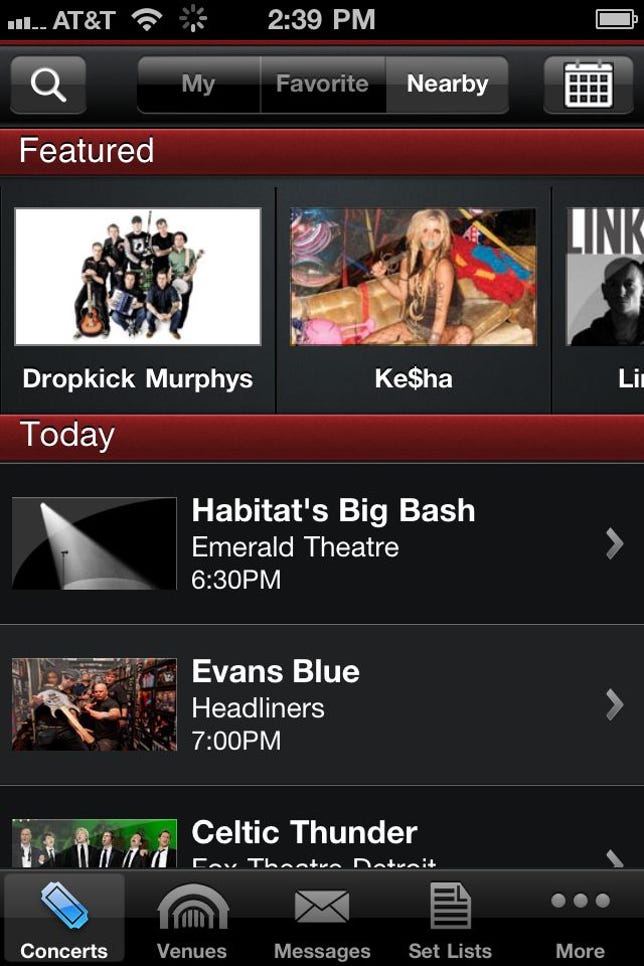 Find concerts in your town and buy tickets on the spot with the new Live Nation app.