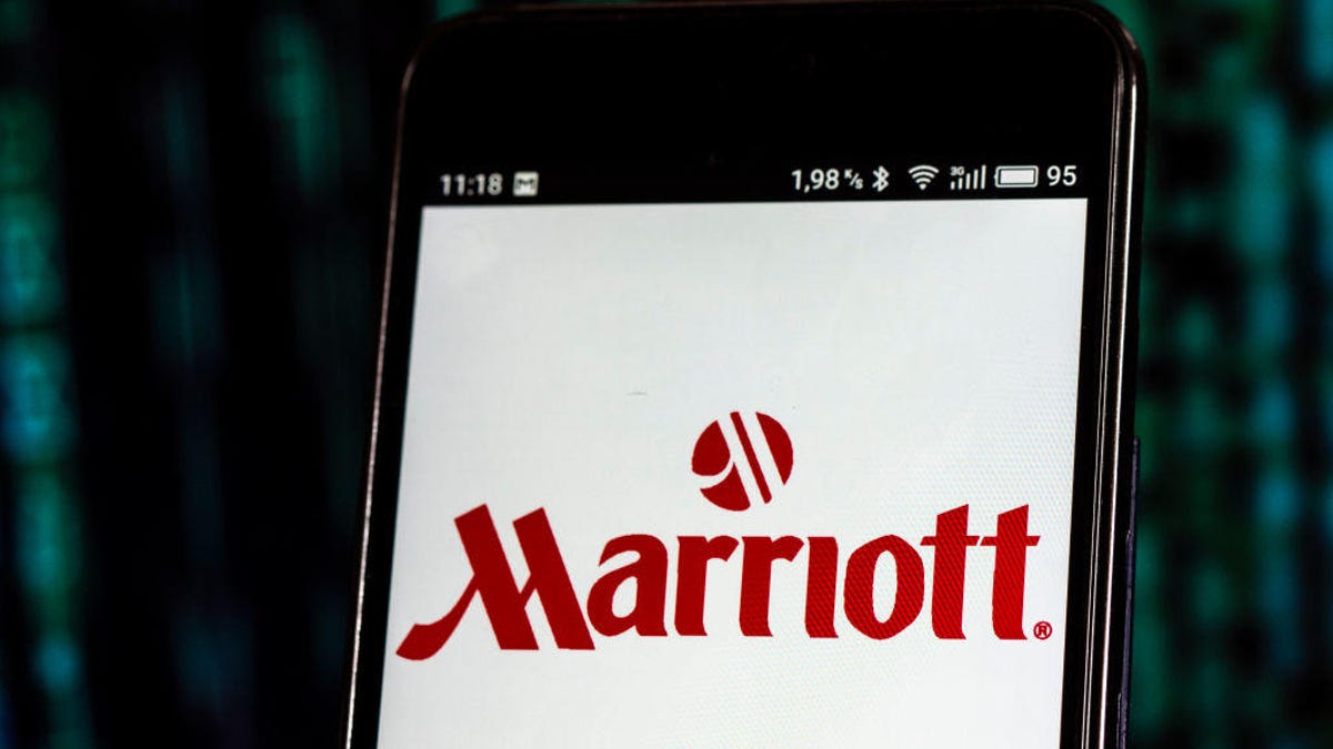 Marriott International logo seen displayed on smart phone.