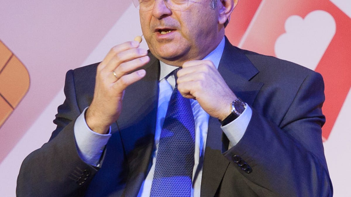 Telefonica CEO Santiago Fernandez Valbuena speaking at Mobile World Congress in Barcelona, Spain.