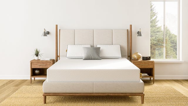 A queen size Nolah mattress in a brightly lit room