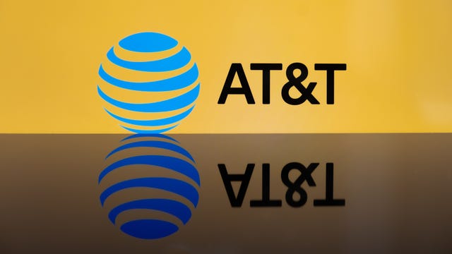 AT&T name and logo, and their reflection