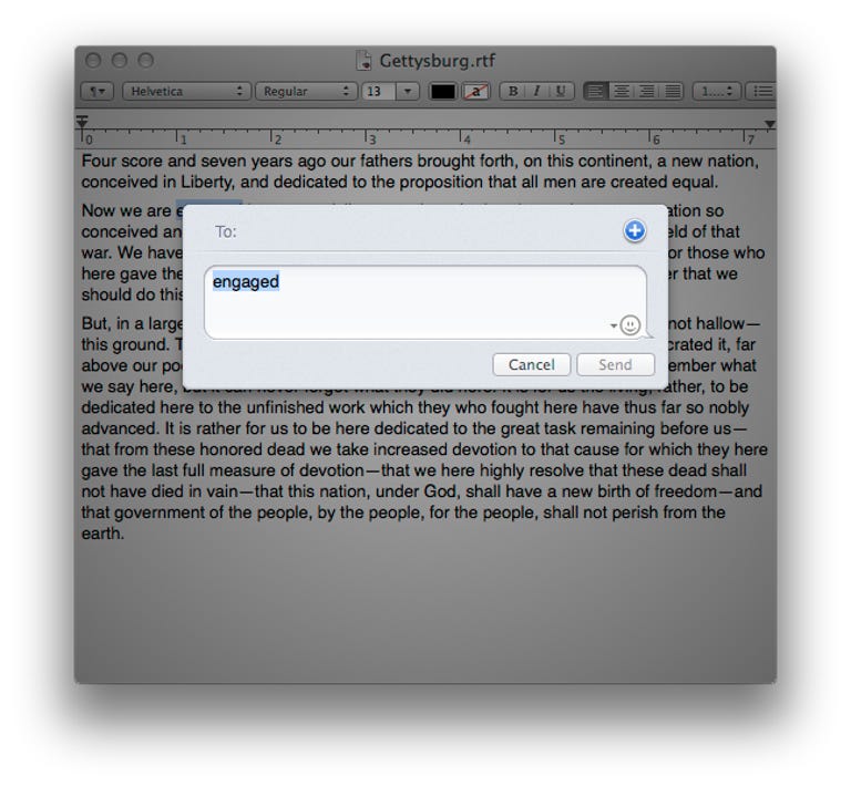 Sending an iMessage from TextEdit in OS X