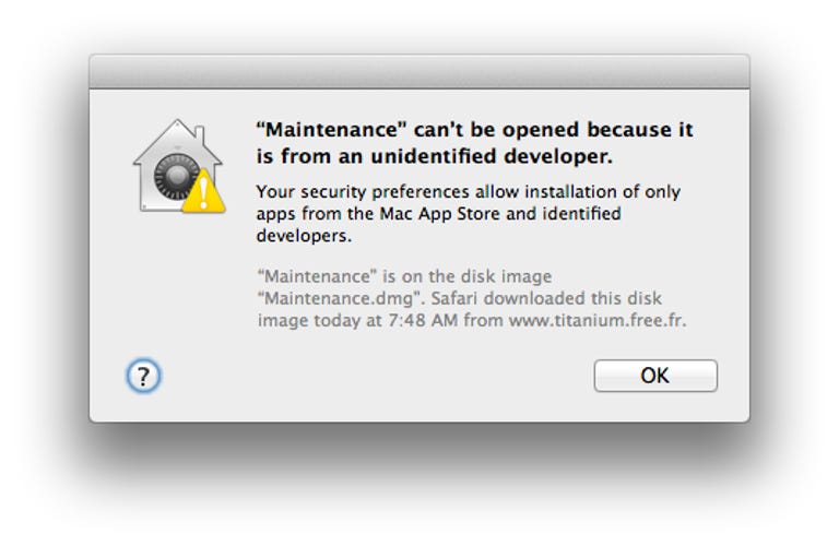 GateKeeper warning in OS X