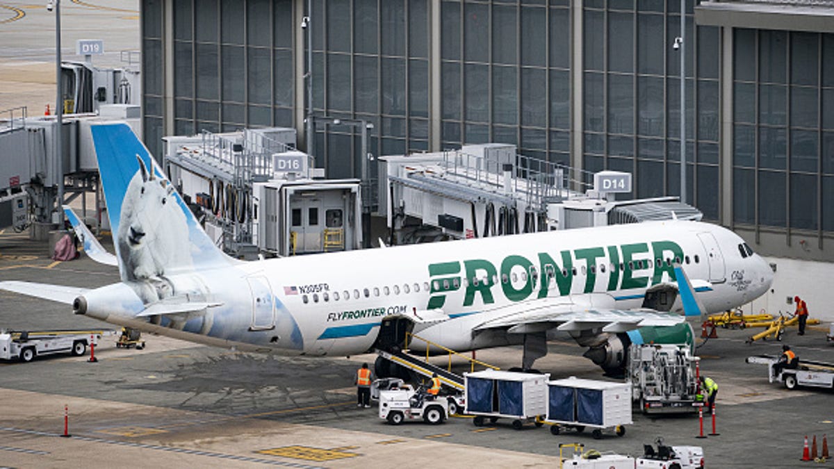 Frontier Airlines plane at Raleigh-Durham International Airport