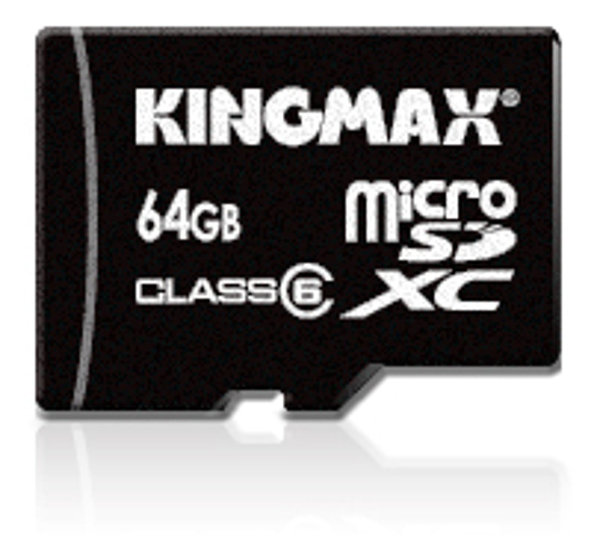 A blown up picture of Kingmax's first 64GB microSD card.