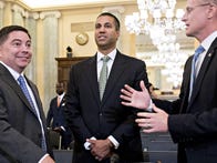 <p>(From left to right) FCC Commissioner Michael O'Rielly, Chairman Ajit Pai, and Commissioner Brendan Carr reiterated their repeal of the net neutrality rules in a vote Tuesday, as they considered issues brought up in a 2019 federal court decision that told the agency to reconsider some provisions of their repeal. &nbsp;</p>