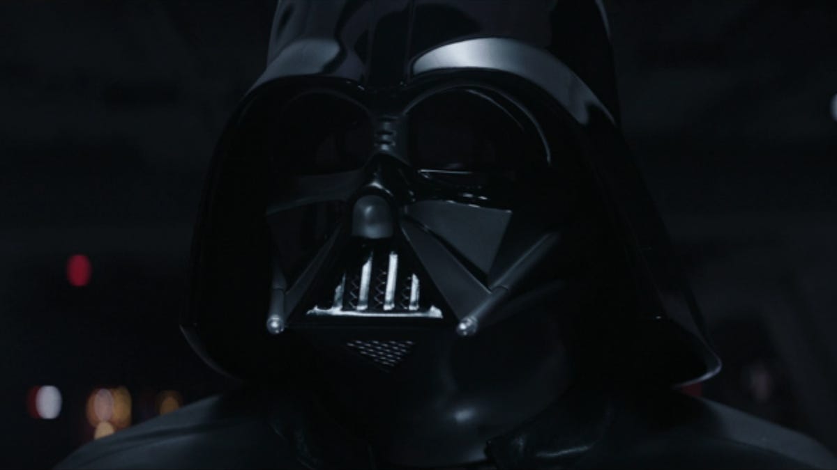 Darth Vader's helmet fills most of the shot in a closeup in Obi Wan Kenobi