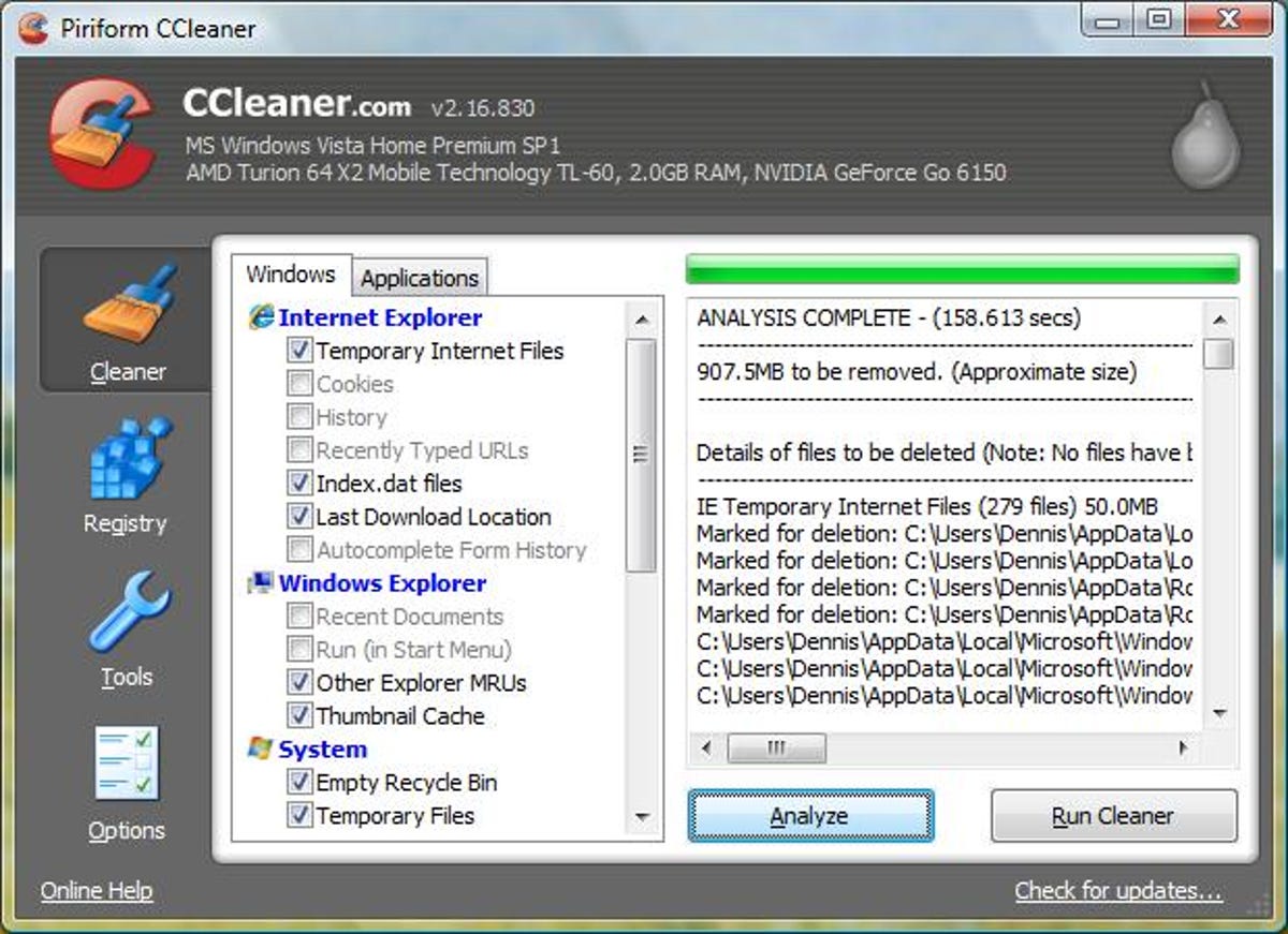 Piriform CCleaner Windows cleanup utility