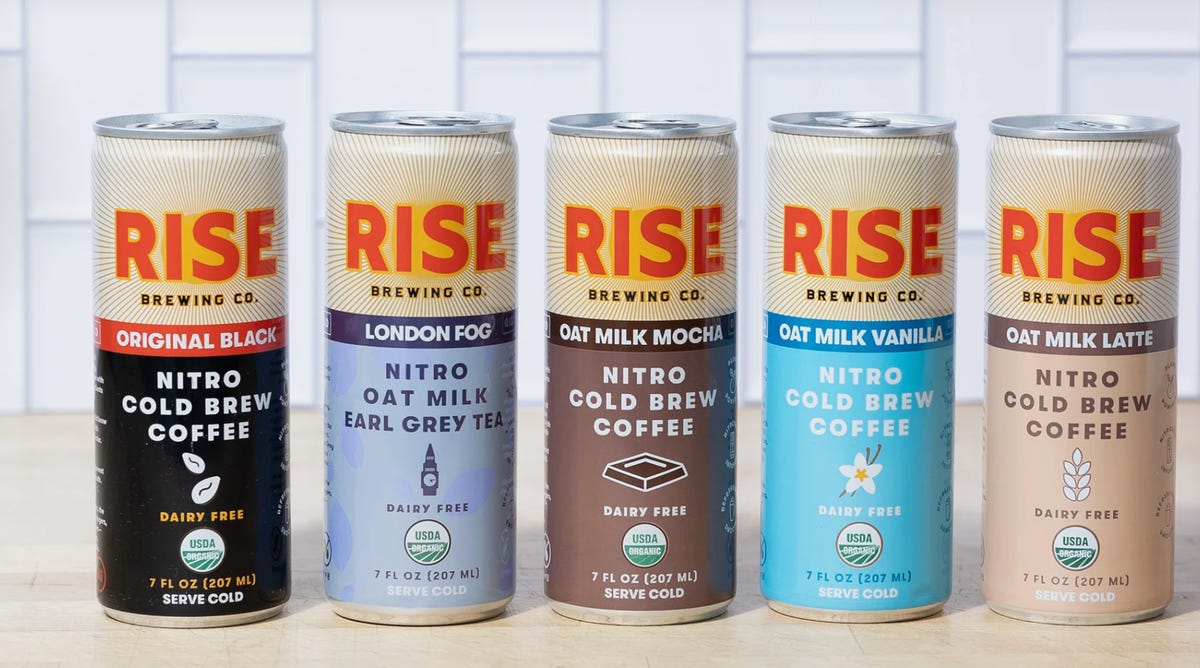cans of Rise coffee drinks