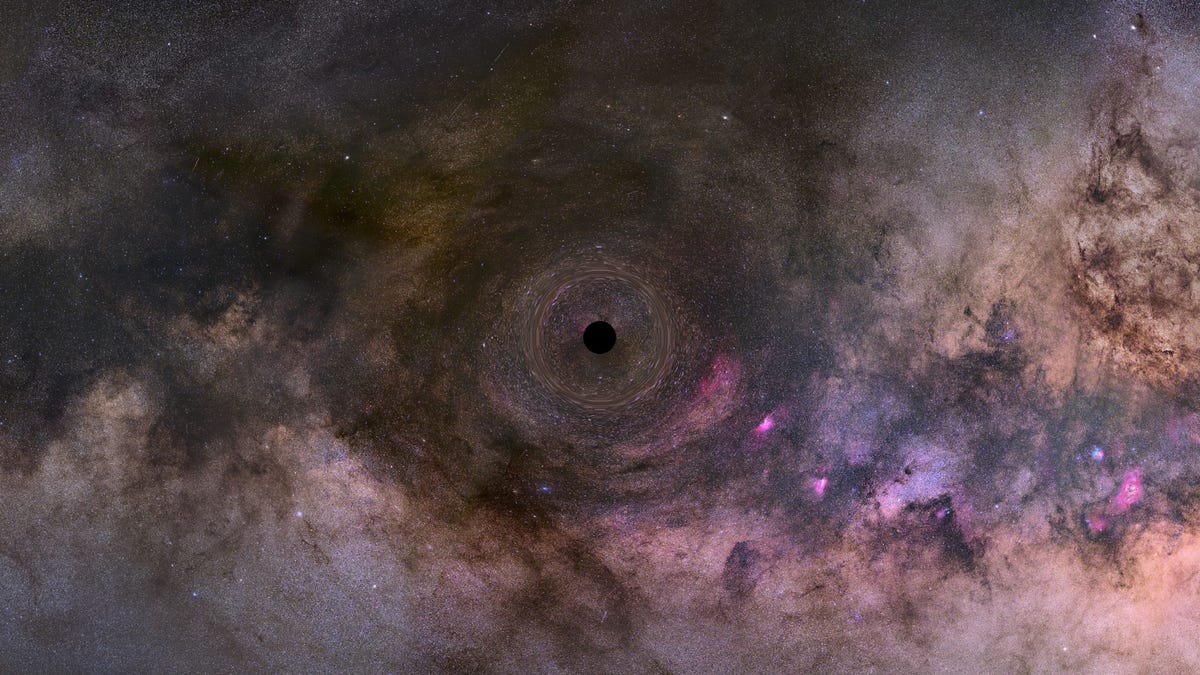 Illustration of a black hole drifting through the Milky Way