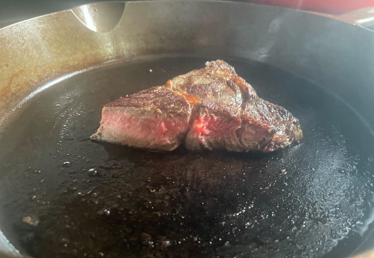steak in skillet