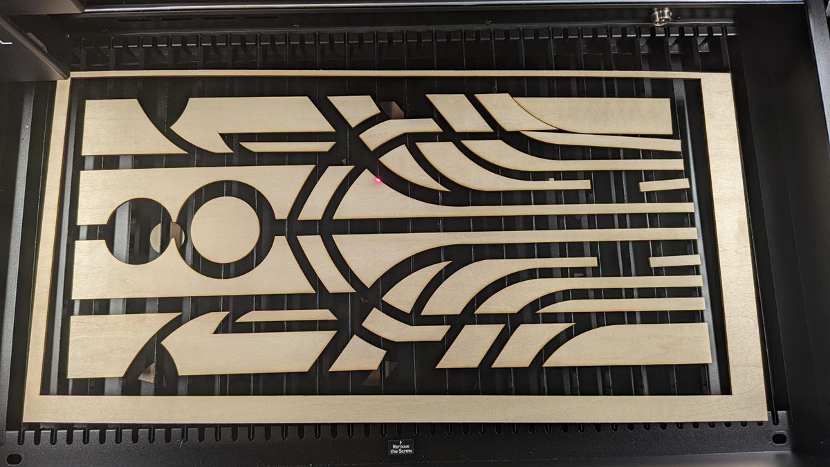 Intricate cuts from the Xtool P2 in an Art Deco design