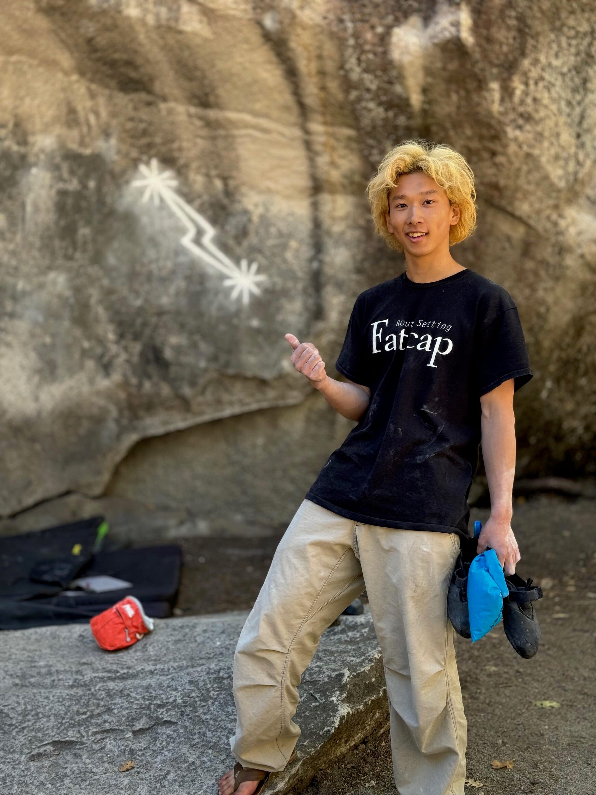 Hibiki managed to climb the incredibly difficult Midnight Lightning boulder, one of the world's most famous bouldering problems