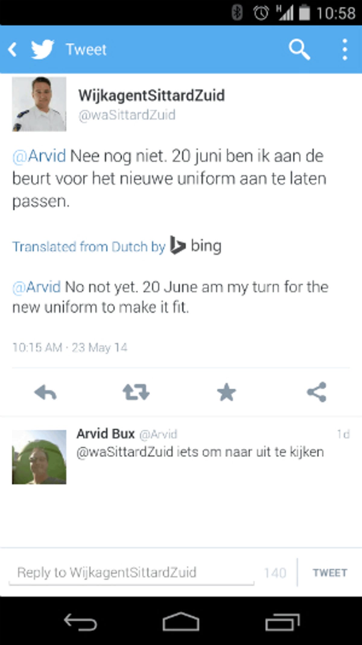 Blogger Arvid Bux spotted an apparent test of Bing Translate in his Twitter Android app.