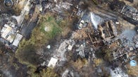 Aerial view of wildfire damage in London