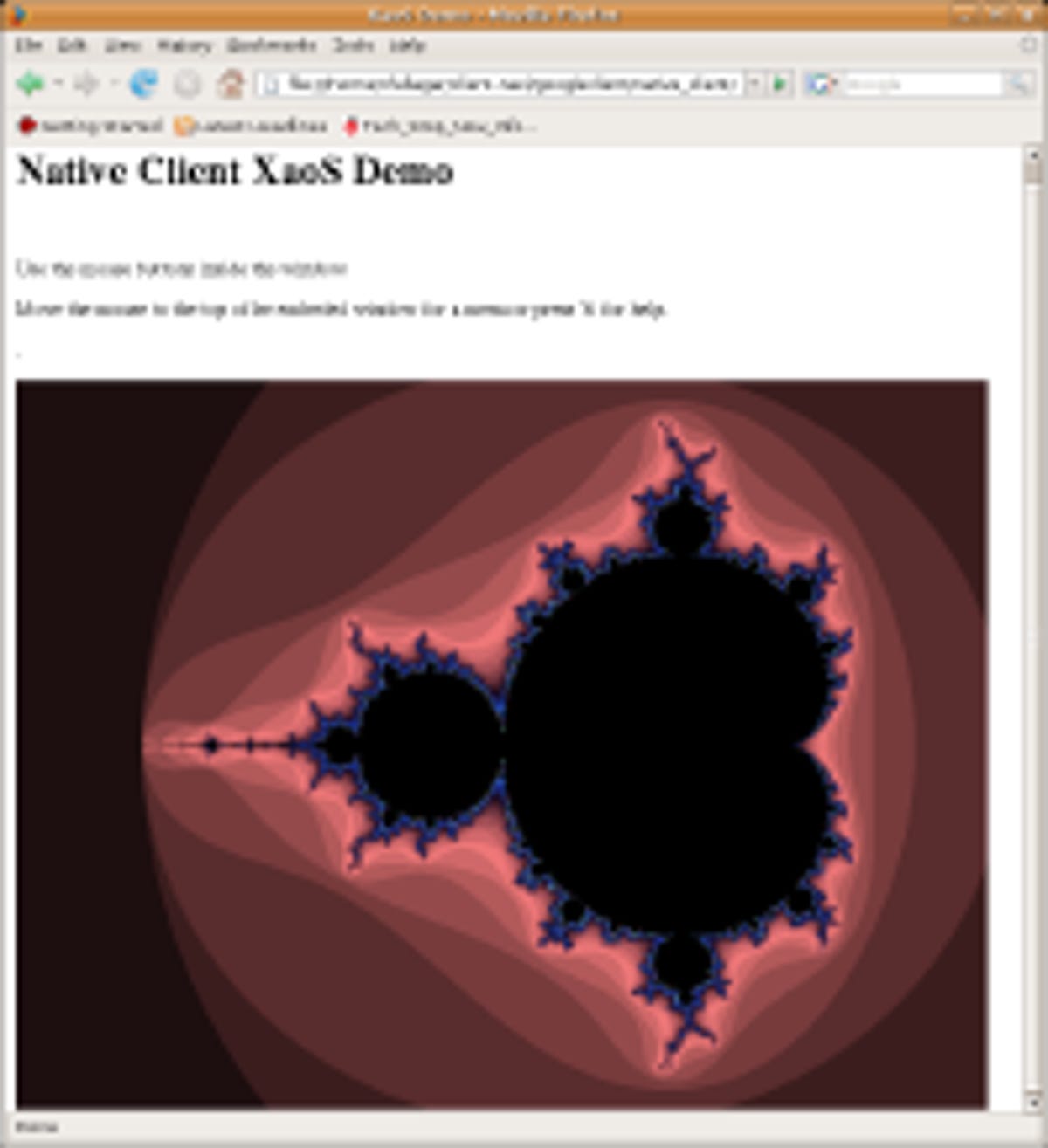 Google Native Client is shown here running a fractal landscape explorer.