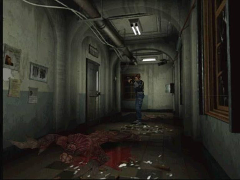 Leon S Kennedy takes out a Licker -- one of the game's most memorable monsters -- in the original version of Resident Evil 2.