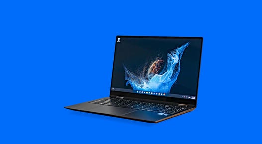 Samsung Galaxy Book 2 Pro 360 open and angled to your left