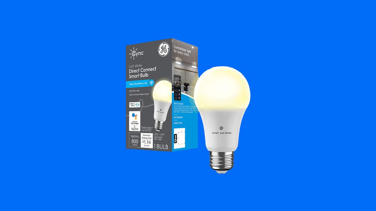 A lightbulb and box on a blue background
