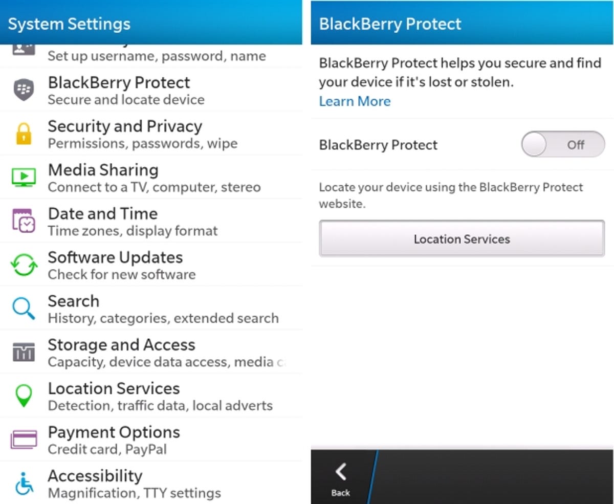 Find on your BlackBerry Z10 using BlackBerry Protect