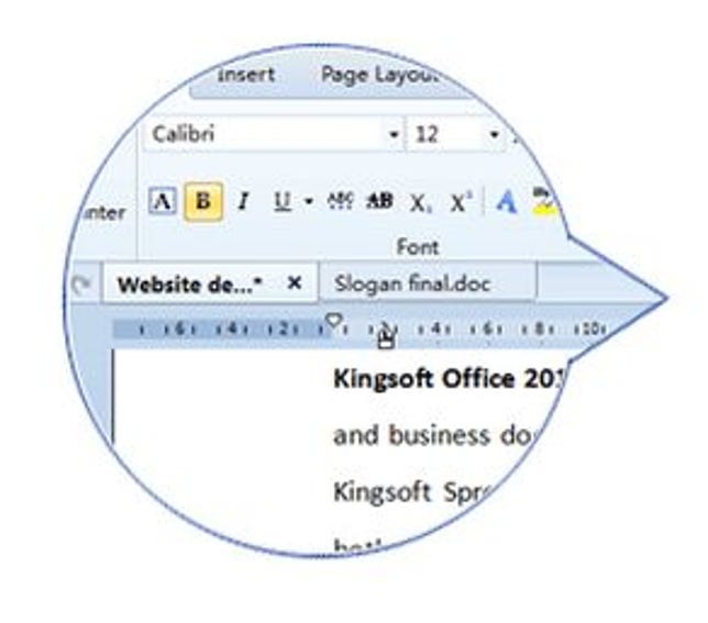 Tabs! Kingsoft Writer has tabs! Microsoft Word, ahem, doesn't.