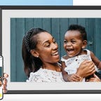 Aura digital picture frame showing ability to upload images via your phone