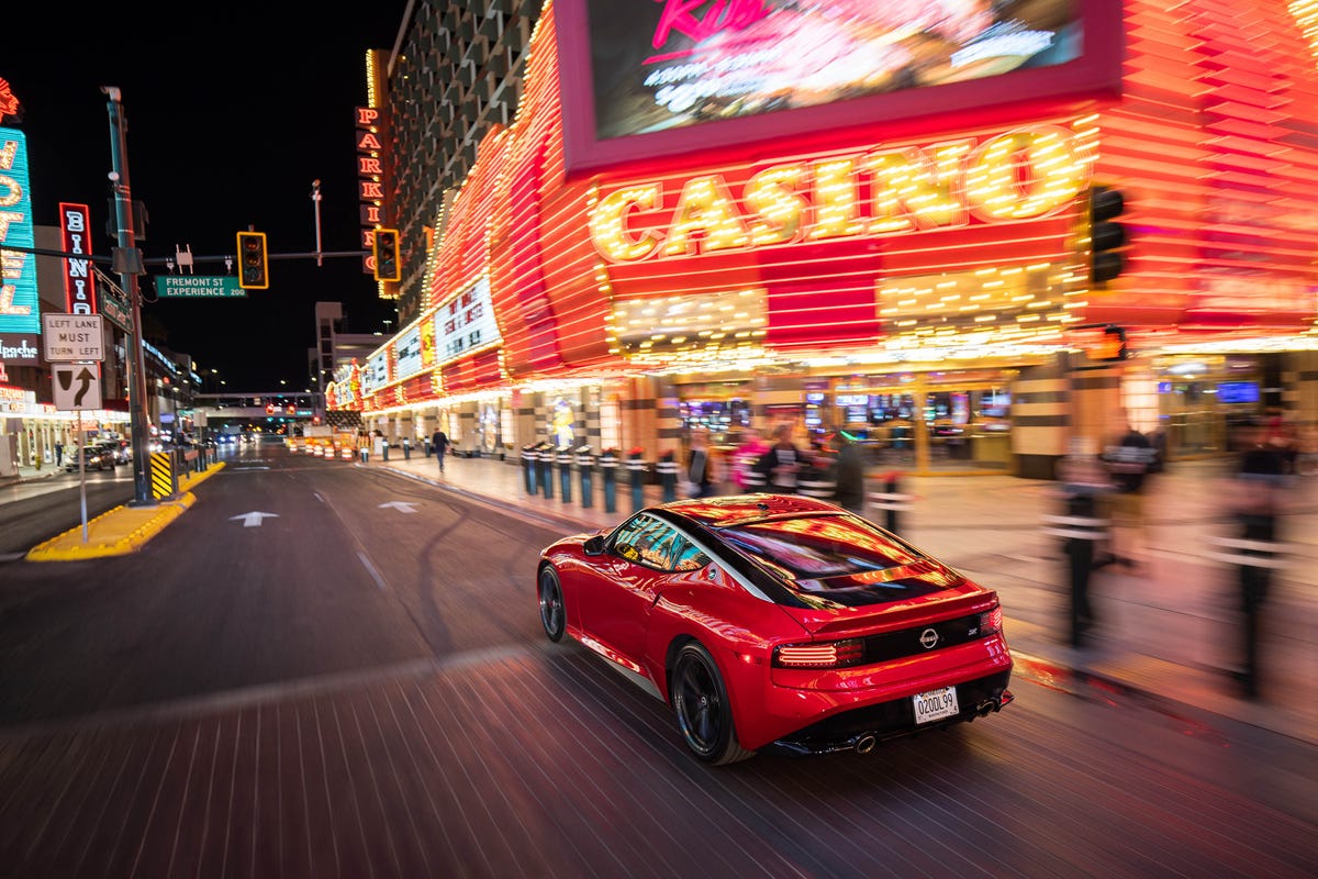 Nissan Z Premium driving down a casino drag