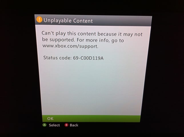 My Xbox 360's greeting to my video file.