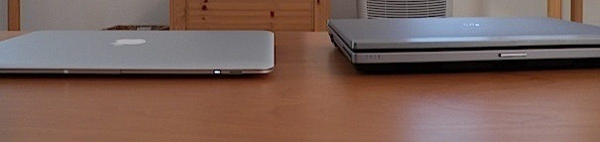 Again, the 2560p next to a second-generation 13-inch MacBook Air (which I use as my backup).
