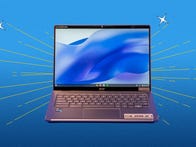 <p>Acer Chromebook Spin 714 on a blue background</p>