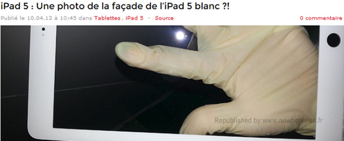 A leaked photo of the alleged new iPad 5