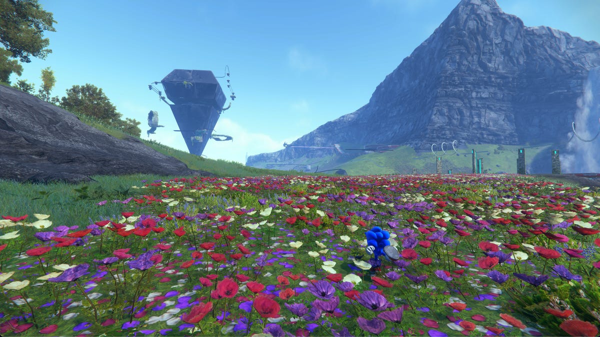 Landscape from Sonic Frontiers, with flowers and mountain