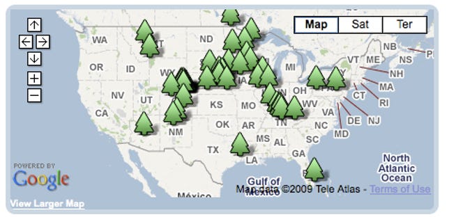 The map maintained by the Cleantech Authority showing the locations of biofuel, electric, and hydrogen fueling stations.