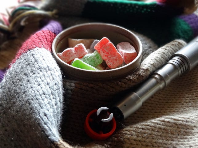 Doctor Who scarf and jelly babies
