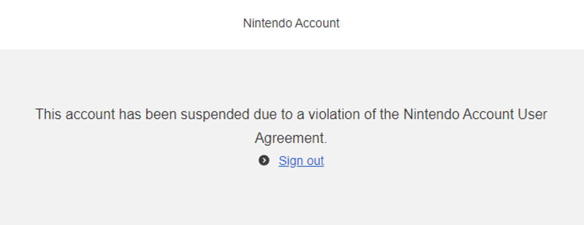 This is what happens when your Nintendo Switch account gets banned -