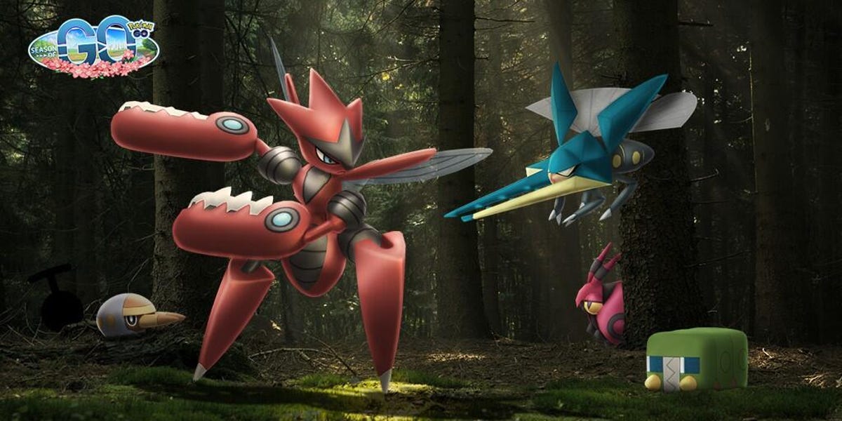 Various bug Pokemon in a forest