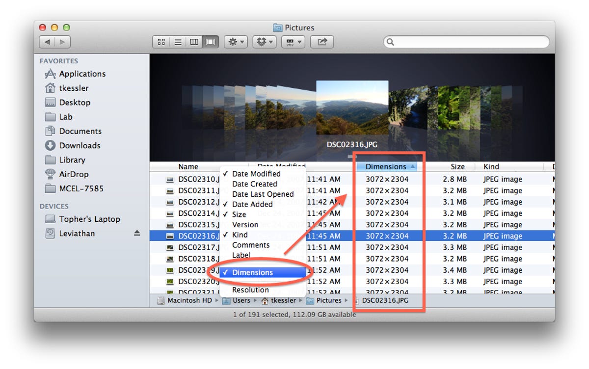 Optional sorting columns in OS X